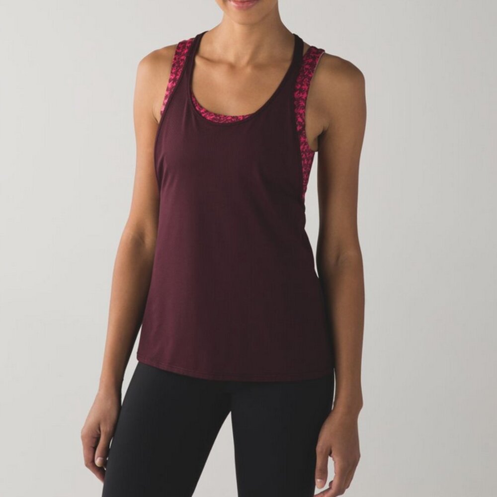 Lululemon All Sport Support Tank Bordeaux Drama Mountain Peaks Bon Bon Bordeaux - Picture 2 of 10